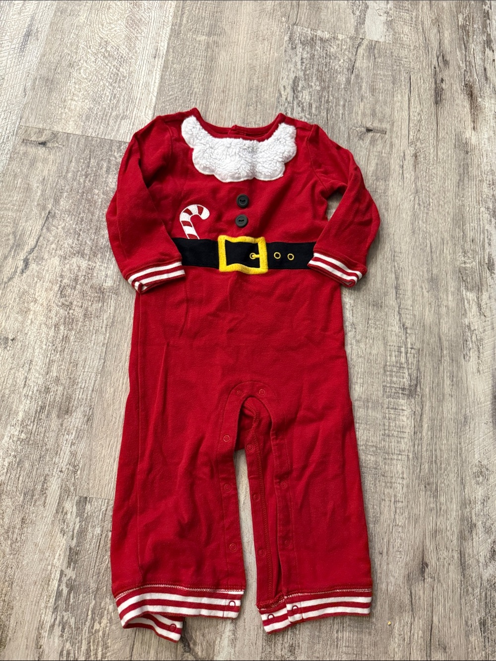 **4 for $15**Red Santa Belt One-Piece Holiday Baby Romper